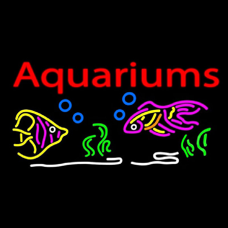 Red Aquariums Fish Logo Neontábla