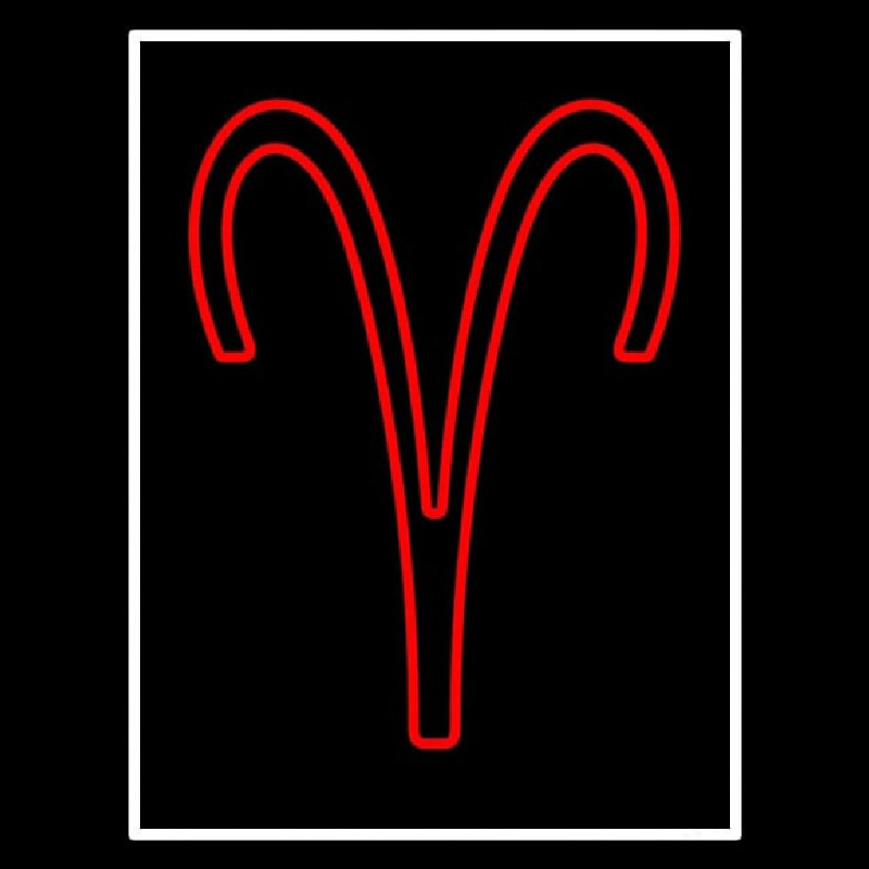 Red Aries White Border Neontábla
