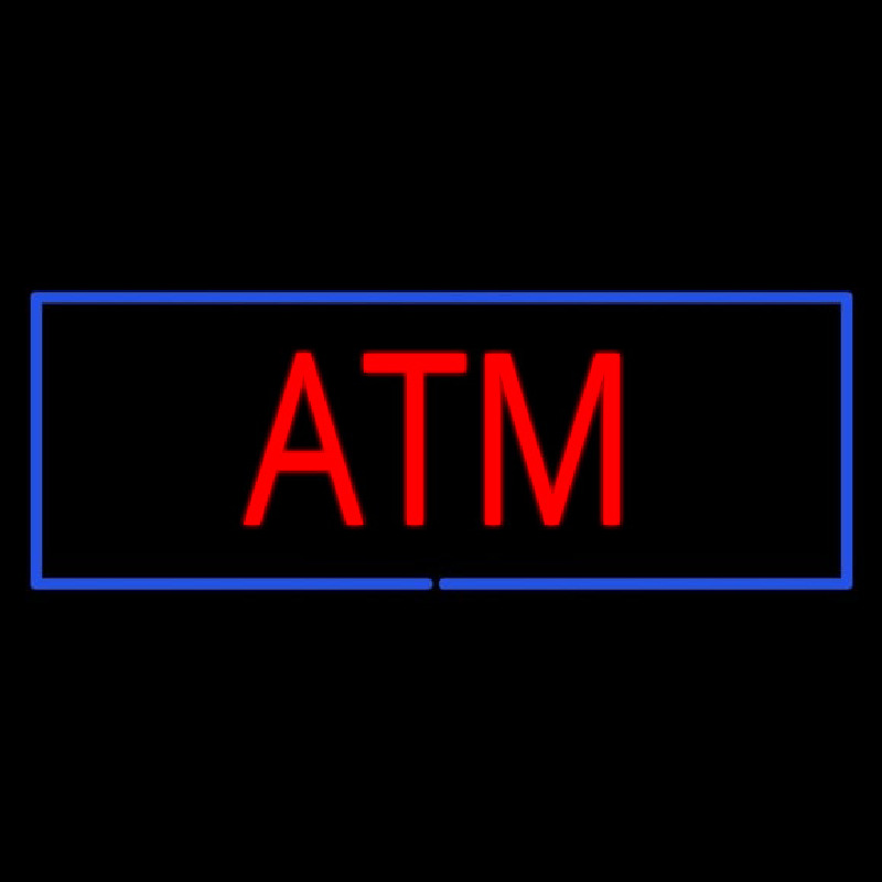 Red Atm Blue Border Neontábla