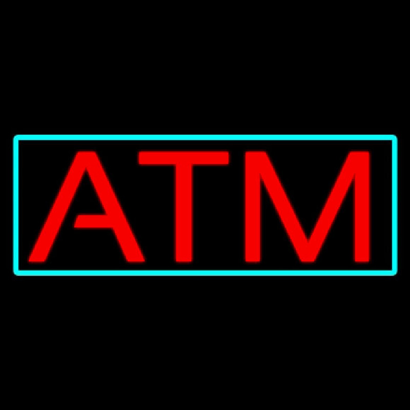 Red Atm With Light Blue Border Neontábla