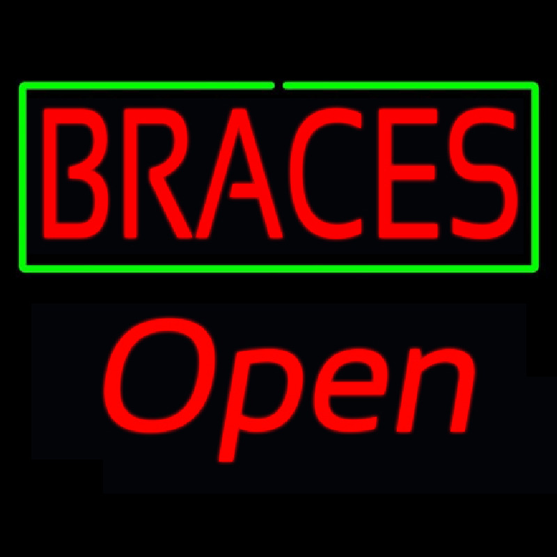 Red Braces Green Border Open Neontábla