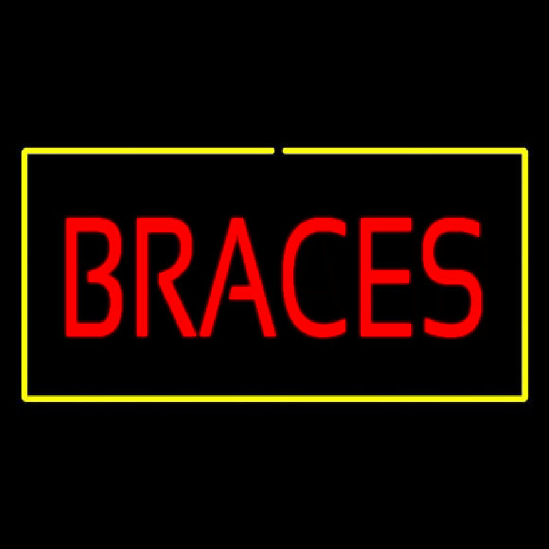 Red Braces Yellow Border Neontábla