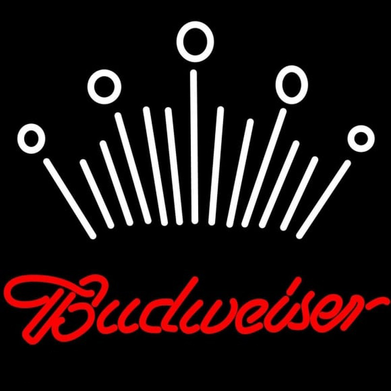 Red Budweiser White Crown Beer Sign Neontábla