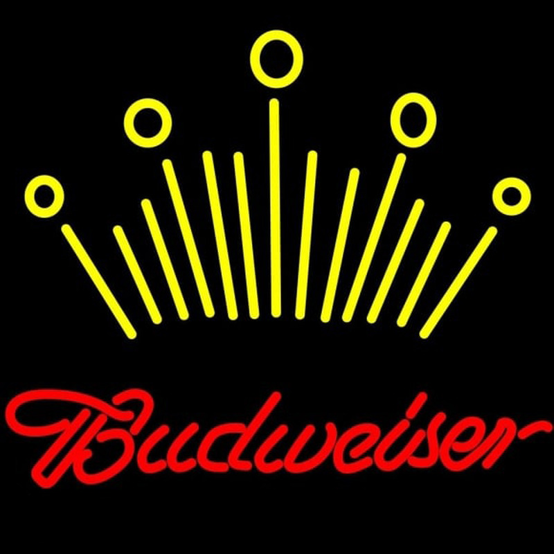 Red Budweiser Yellow Crown Beer Sign Neontábla
