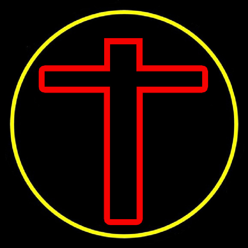 Red Christian Cross Neontábla