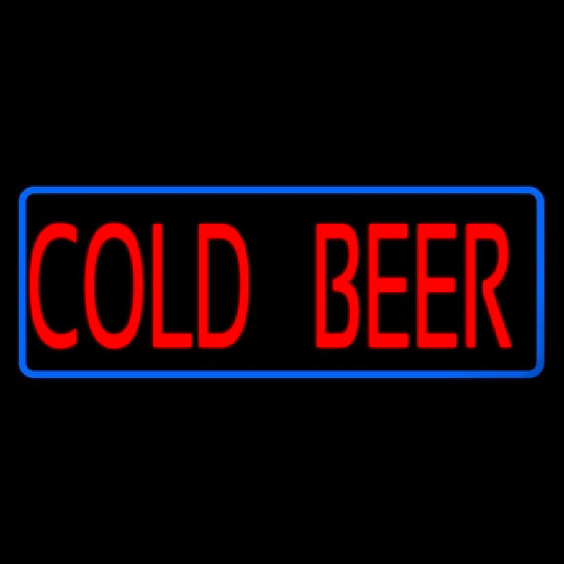 Red Cold Beer With Blue Border Neontábla