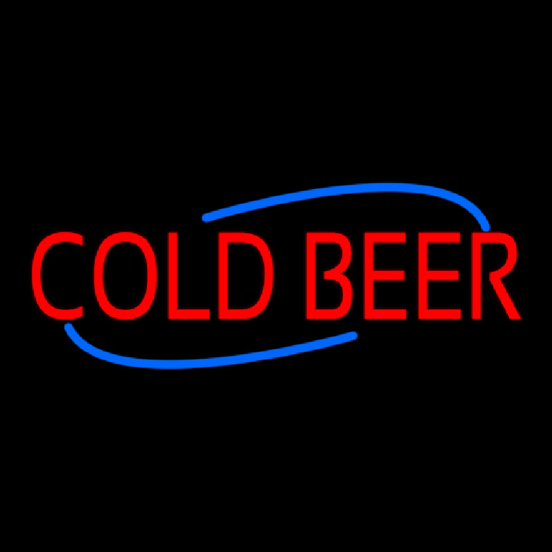 Red Cold Beer With Blue Border With Blue Line Neontábla