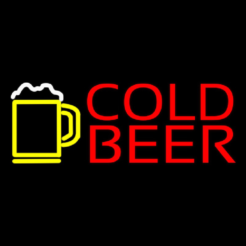 Red Cold Beer With Yellow Mug Neontábla