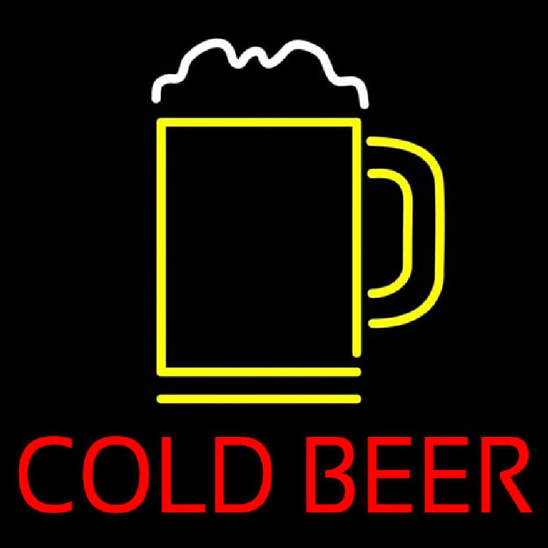 Red Cold Beer With Yellow Mug Real Neon Glass Tube Neontábla