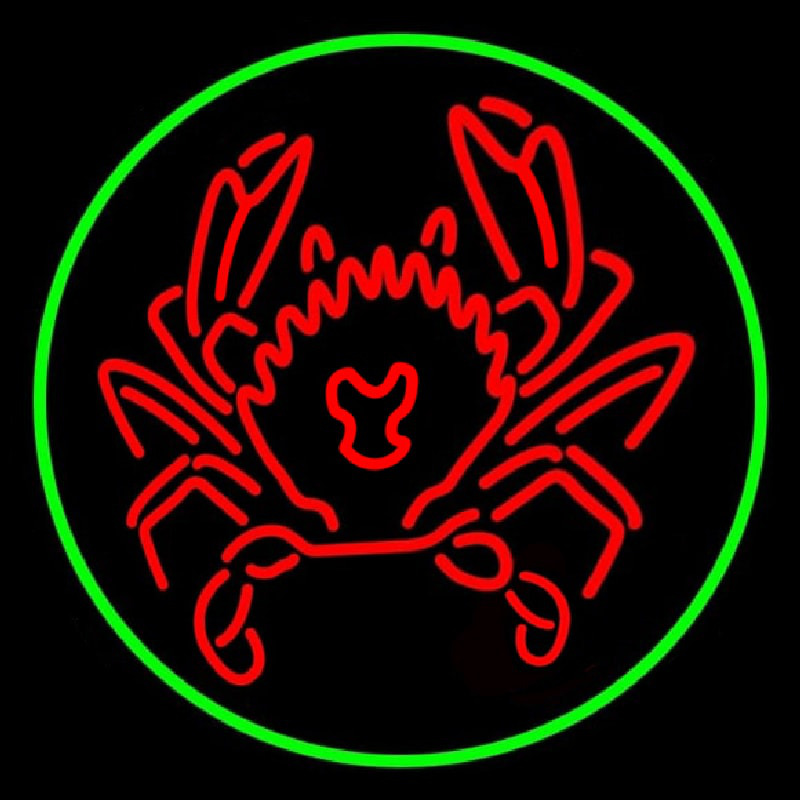 Red Crab Green Circle Neontábla