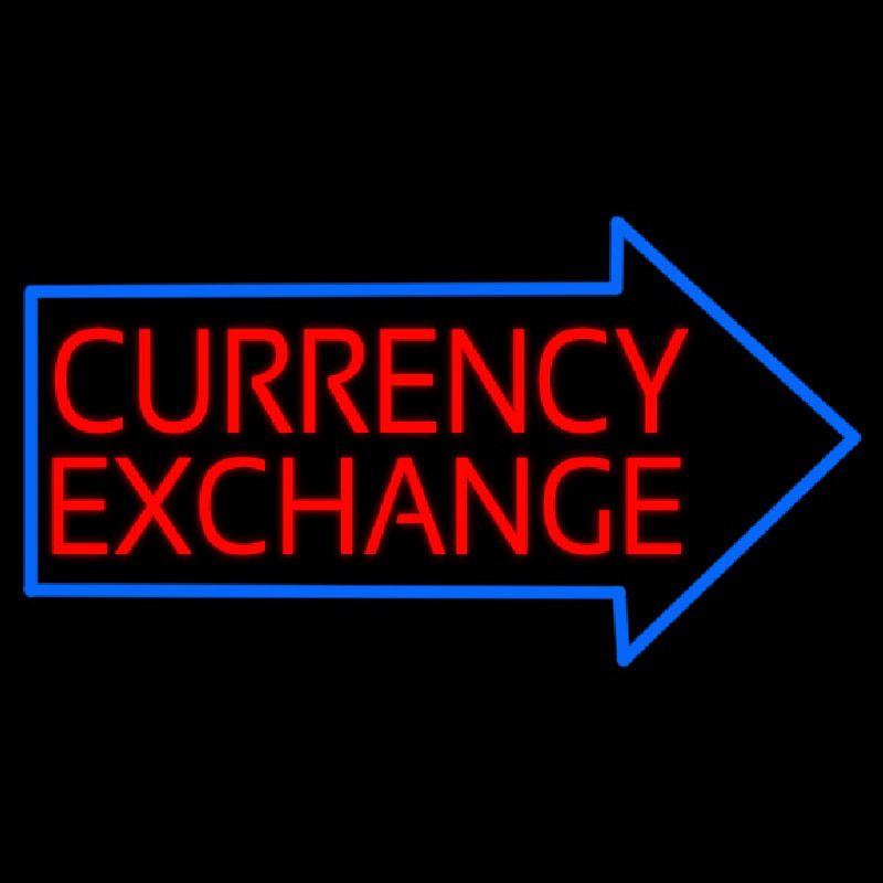 Red Currency E change With Arrow Neontábla