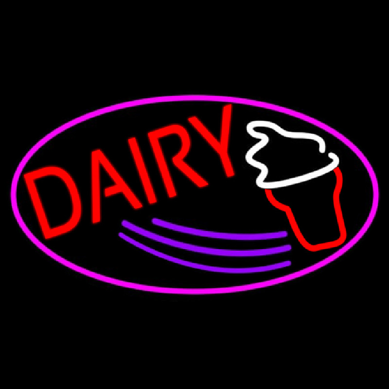 Red Dairy With Oval Neontábla
