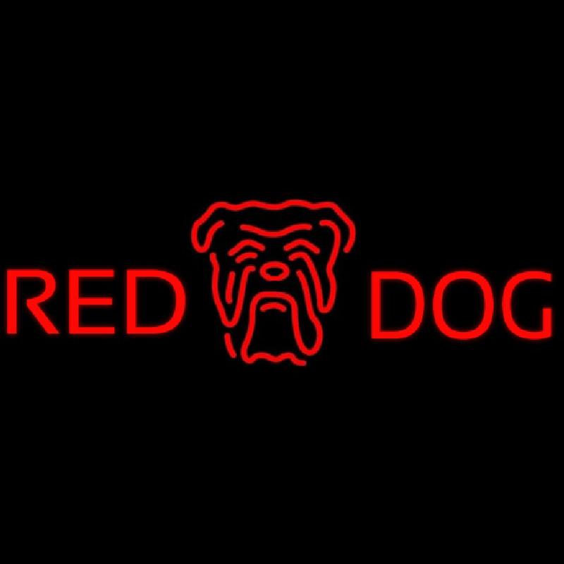 Red Dog Head Logo Beer Sign Neontábla
