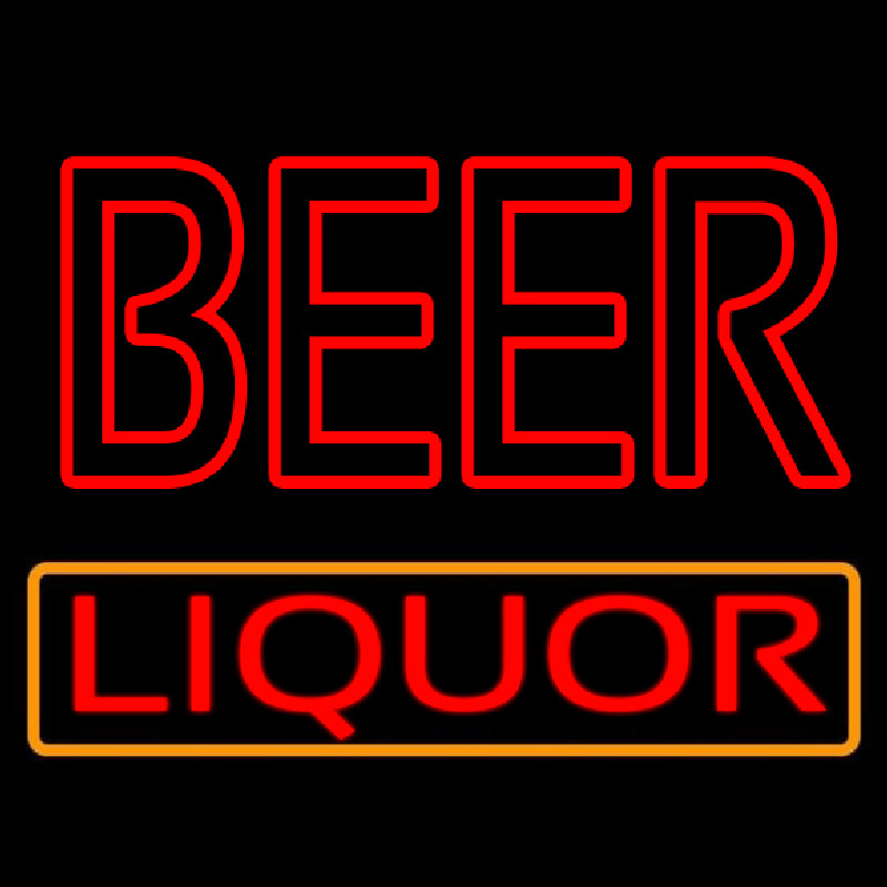 Red Double Stroke Beer Liquor Neontábla