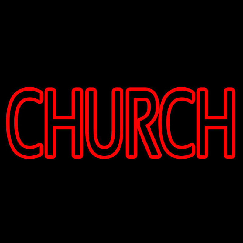 Red Double Stroke Church Neontábla