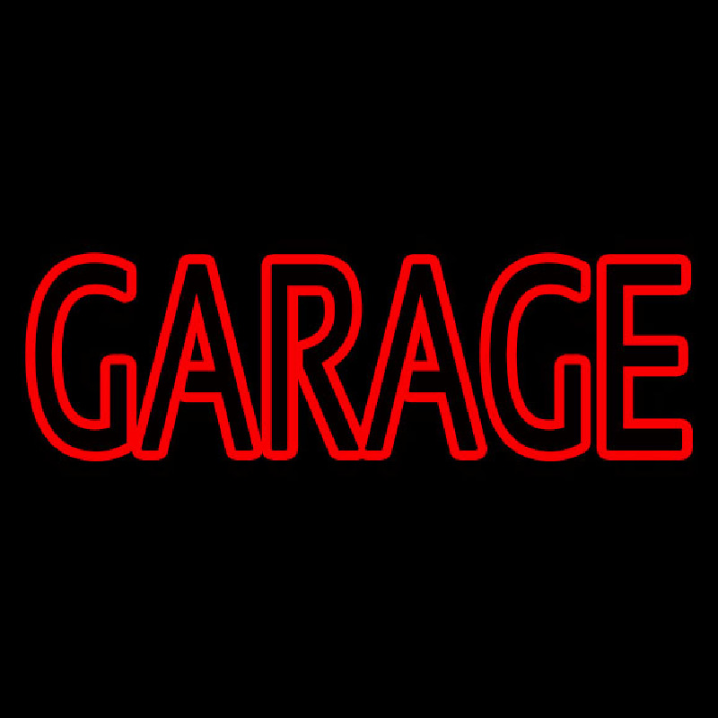 Red Double Stroke Garage Neontábla