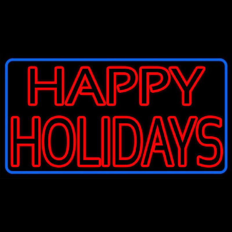 Red Double Stroke Happy Holidays Neontábla