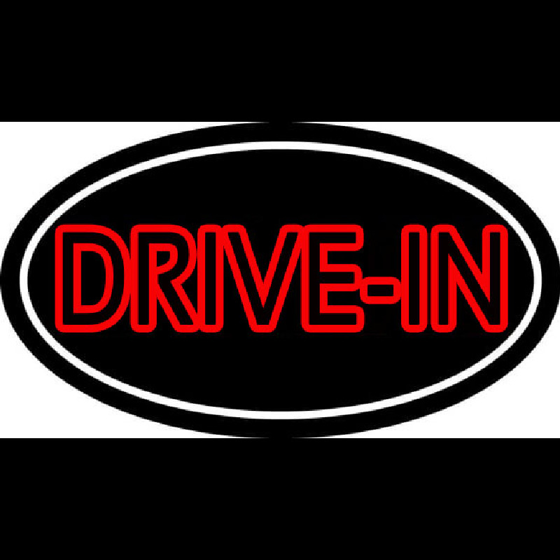 Red Drive In With White Border Neontábla