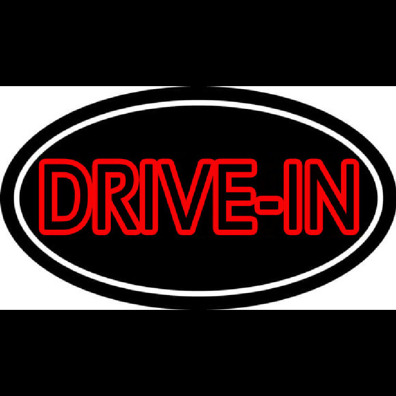 Red Drive In With White Border Neontábla