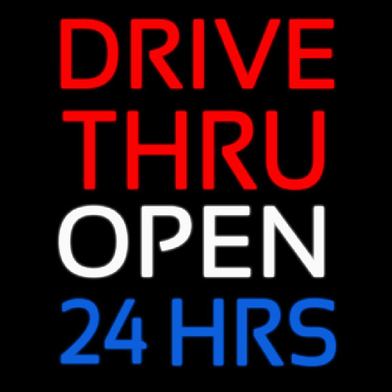 Red Drive Thru Open 24 Hrs Neontábla