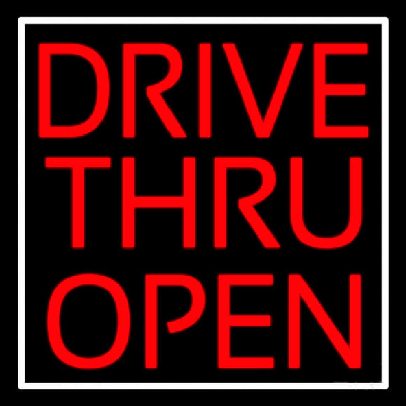 Red Drive Thru Open Neontábla