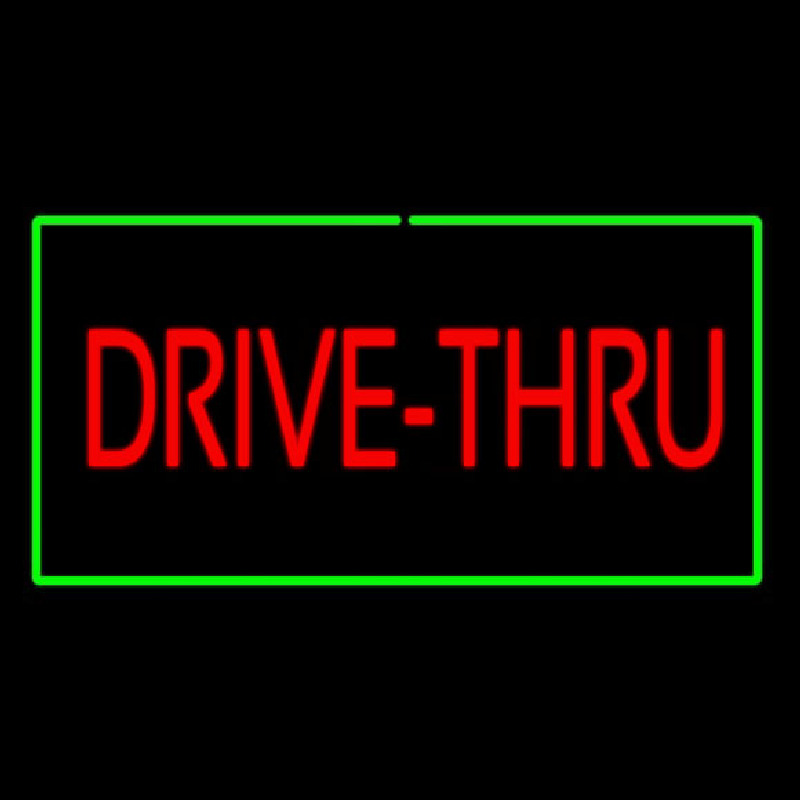 Red Drive Thru Rectangle Green Neontábla