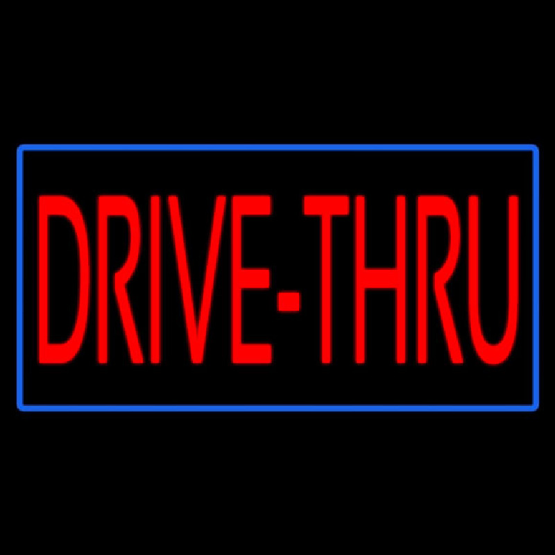 Red Drive Thru With Blue Border Neontábla