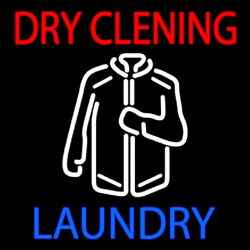 Red Dry Cleaning With Shirt Logo Neontábla