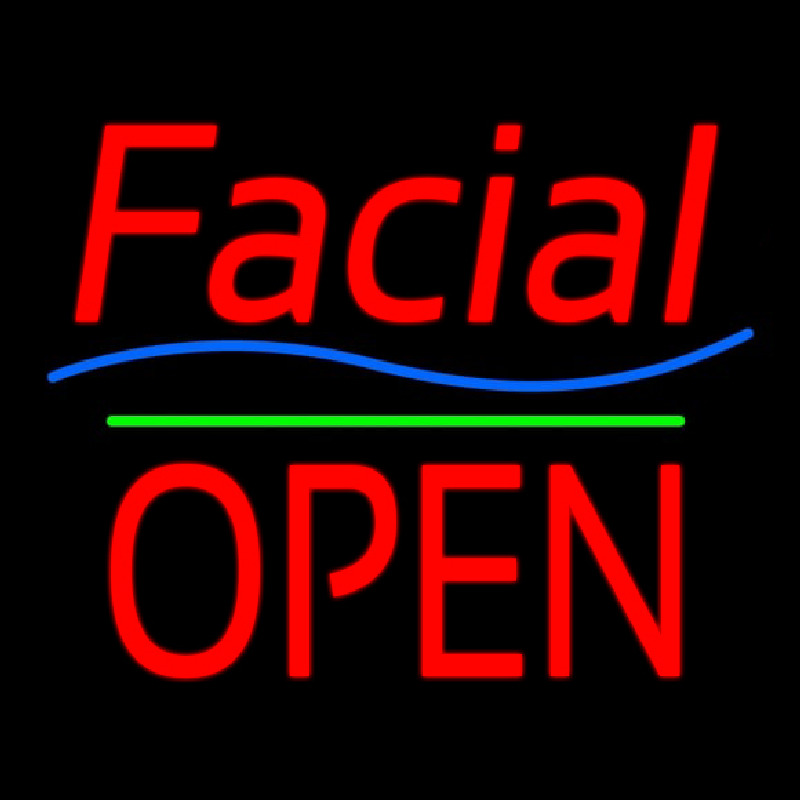 Red Facial Block Open Neontábla