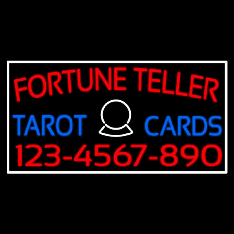 Red Fortune Teller Blue Tarot Cards With Phone Number Neontábla