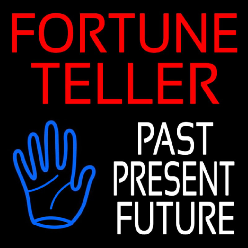 Red Fortune Teller White Past Present Future Neontábla
