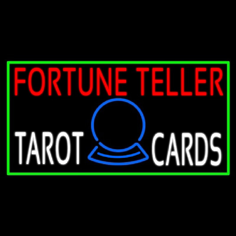 Red Fortune Teller White Tarot Cards With Green Border Neontábla
