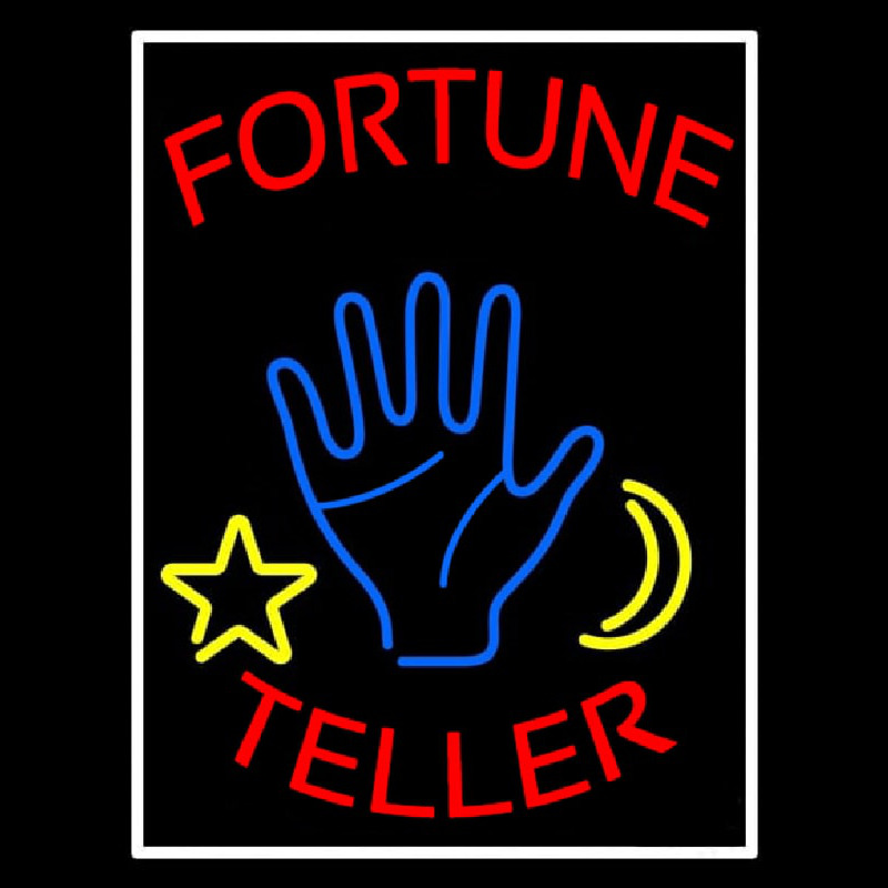 Red Fortune Teller With Logo And White Border Neontábla