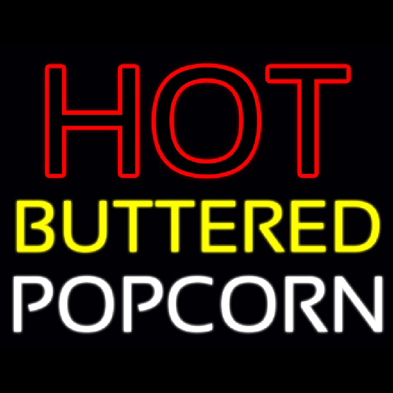 Red Hot Yellow Buttered White Popcorn Neontábla