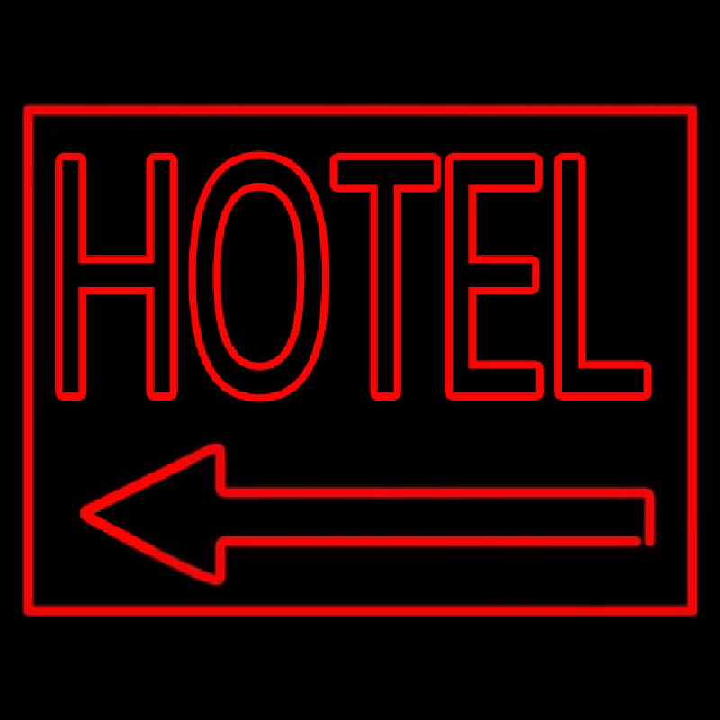 Red Hotel With Arrow Neontábla