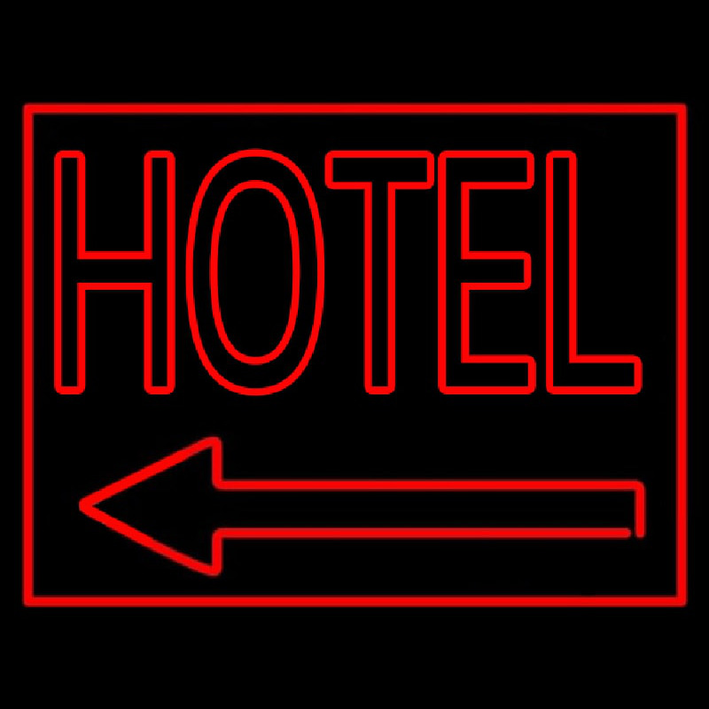 Red Hotel With Arrow Neontábla