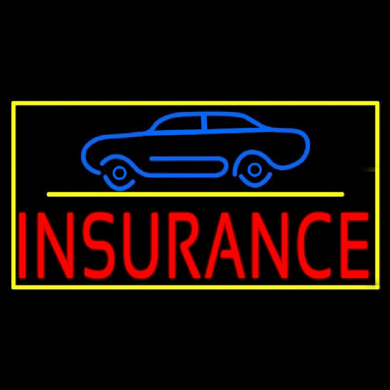 Red Insurance Car Logo With Yellow Border Neontábla