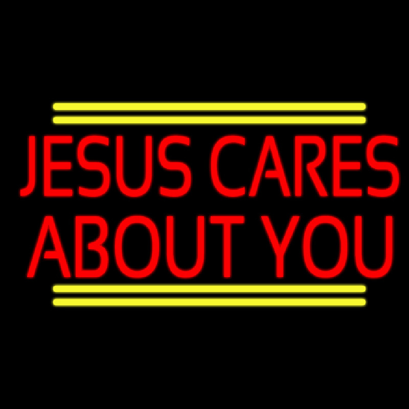 Red Jesus Cares About You Neontábla
