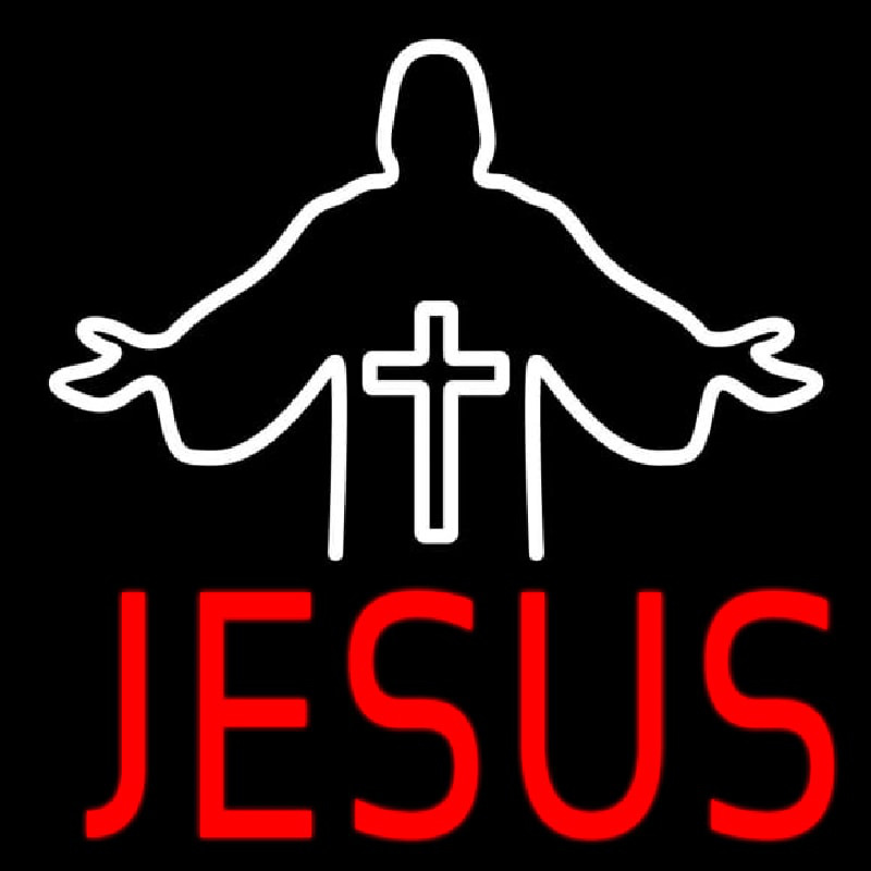Red Jesus Christian Cross Neontábla