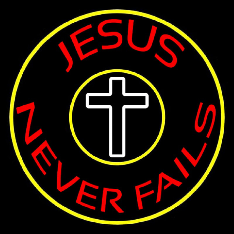 Red Jesus Never Fails With Border Neontábla