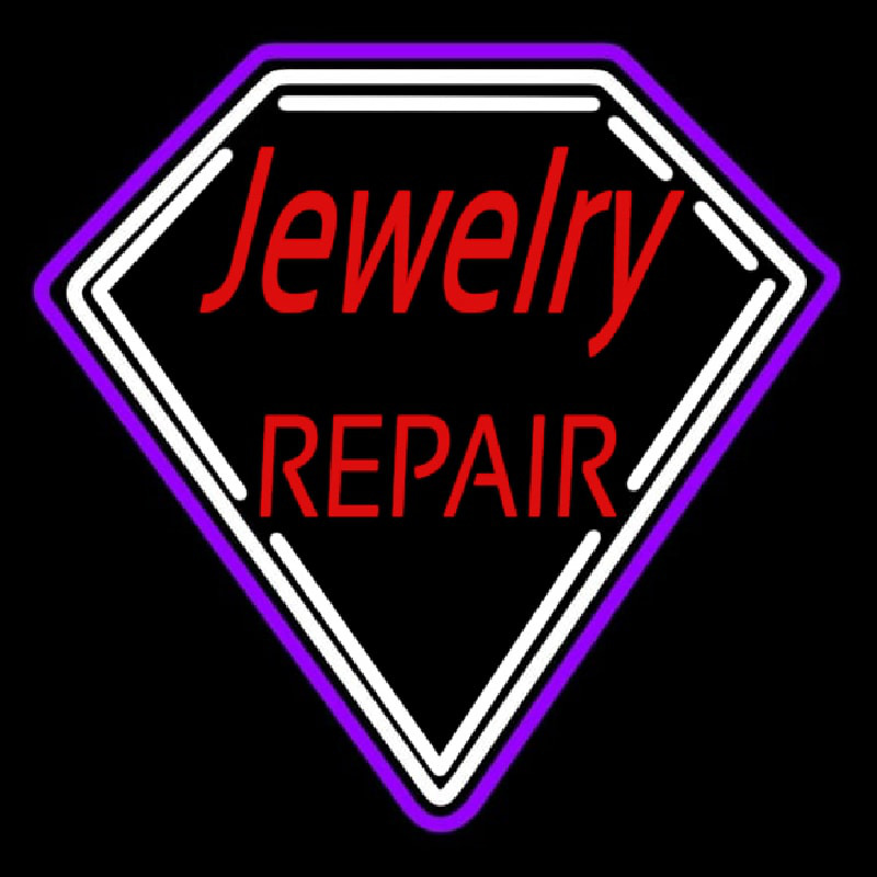 Red Jewelry Repair Diamond Border Neontábla