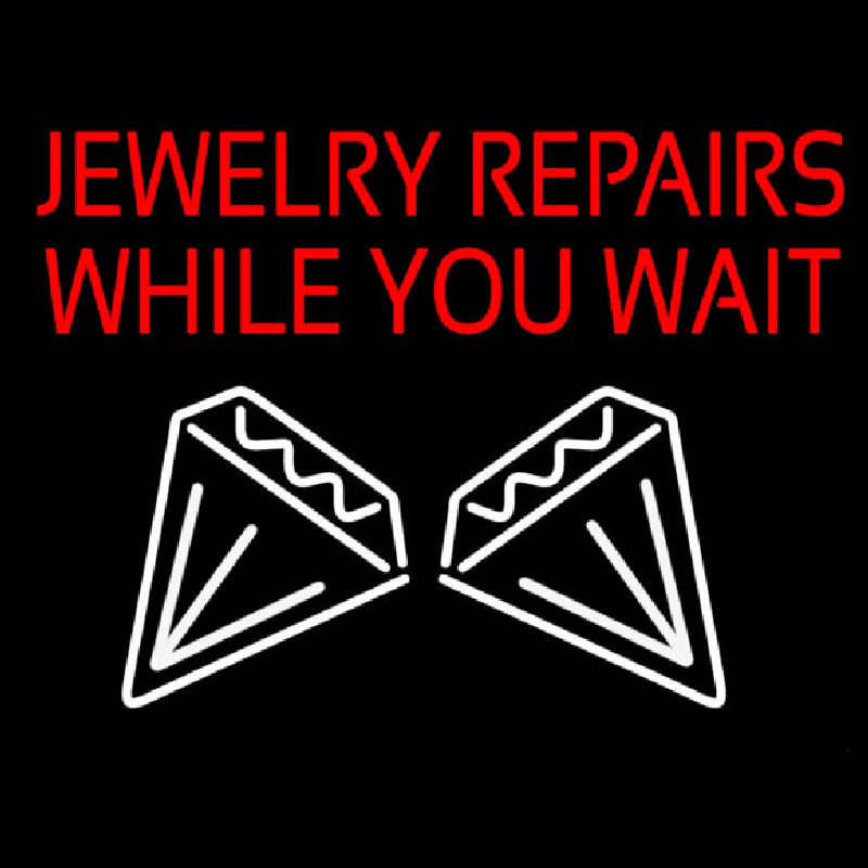 Red Jewelry Repairs While You Wait Logo Neontábla