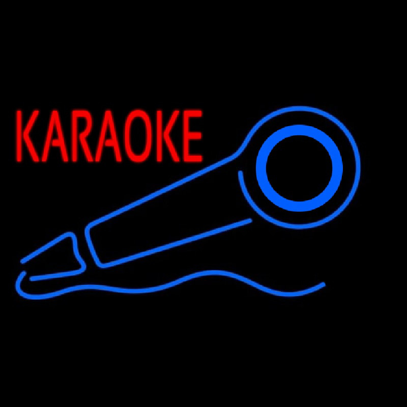 Red Karaoke With Mike Logo 2 Neontábla
