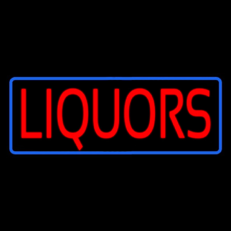 Red Liquors Blue Border Neontábla