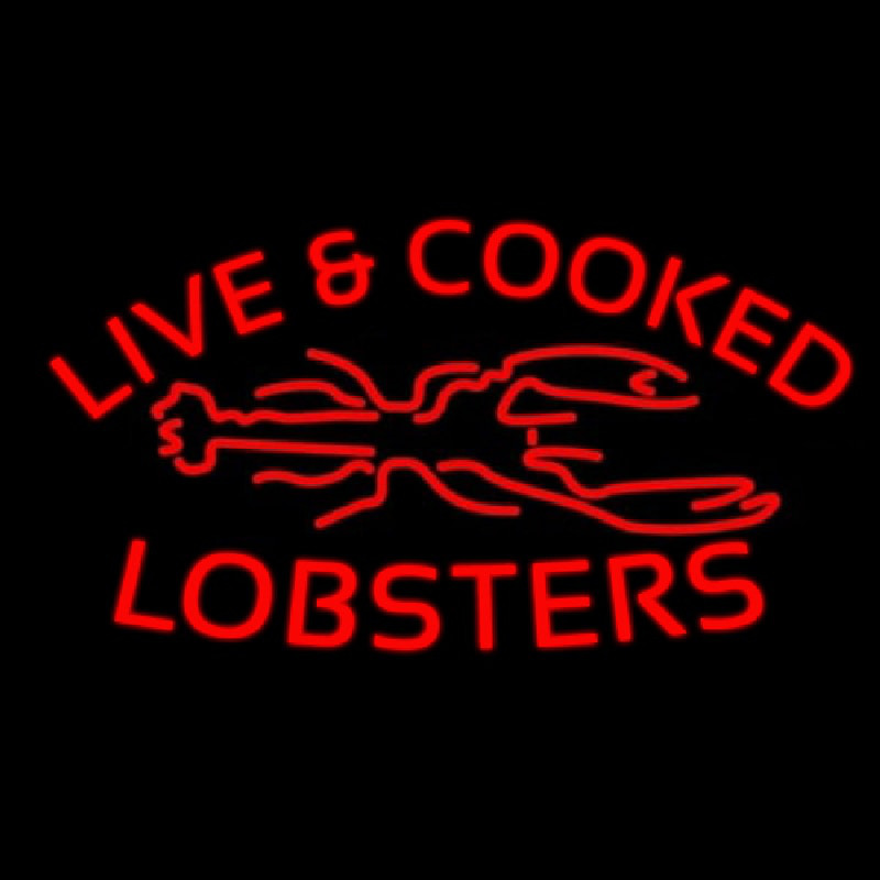 Red Live And Cooked Lobsters Seafood Neontábla