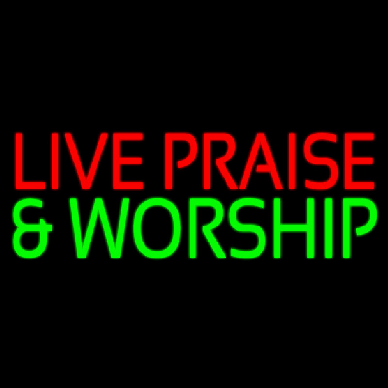 Red Live Praise Green And Worship Neontábla
