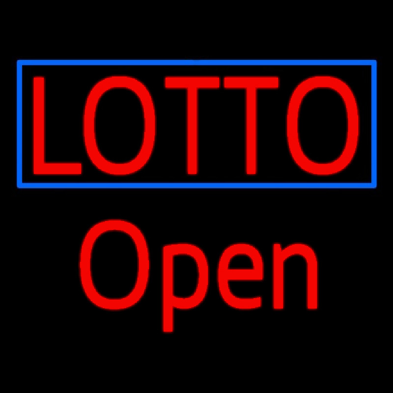 Red Lotto Blue Border Open Neontábla