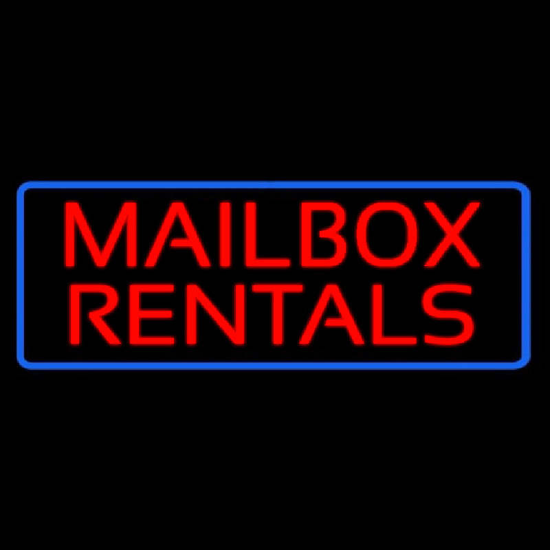 Red Mailbo  Rentals Blue Border Neontábla
