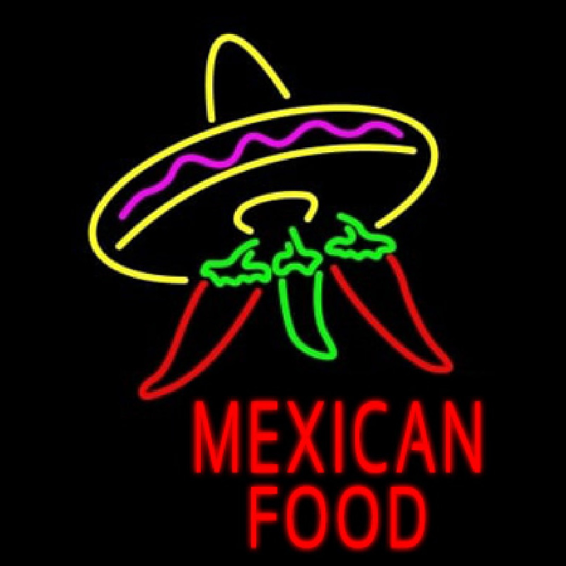 Red Mexican Food Logo Neontábla
