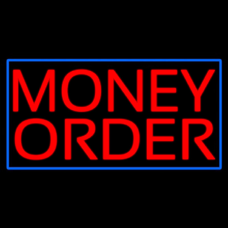 Red Money Order Blue Border Neontábla